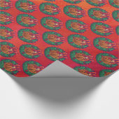 Basketball in Weihnachts-Feuermuster Geschenkpapier (Ecke)