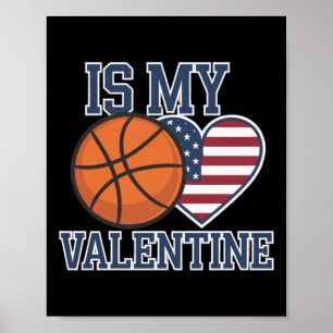 Basketball ist mein Herz am Valentinstag Poster