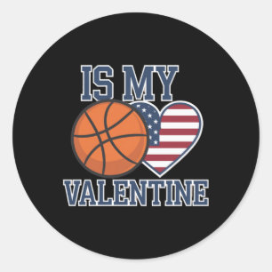 Basketball ist mein Herz am Valentinstag Runder Aufkleber