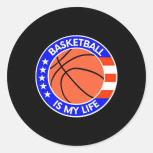 Basketball ist mein Leben ist die US-Flagge Runder Aufkleber