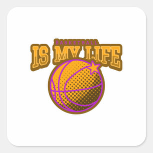 Basketball ist mein Leben Quadratischer Aufkleber