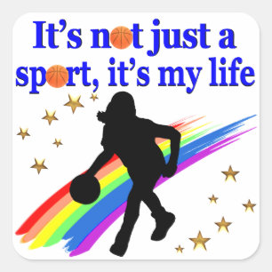 BASKETBALL IST MEIN LEBENSBASKETBALLDESIGN QUADRATISCHER AUFKLEBER