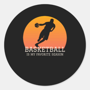 Basketball ist mein Lieblingssaison Retro Sonnenun Runder Aufkleber