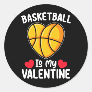 Basketball ist mein Valentinstag Sport Runder Aufkleber
