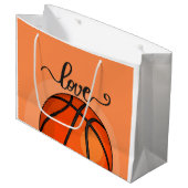 Basketball ist orange mit Liebe Aquarell Große Geschenktüte (Vorderseite Schrägansicht)