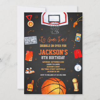 Basketball It's Game Time Sports Boy Birthday  Einladung