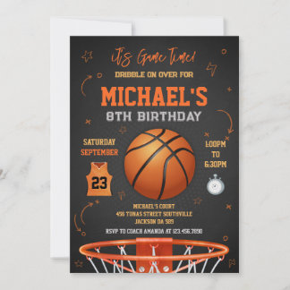 Basketball It's Game Time Sports Boy Birthday  Einladung