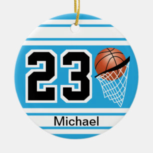 Basketball Jersey Style   DIY Text   Baby Blue Keramik Ornament