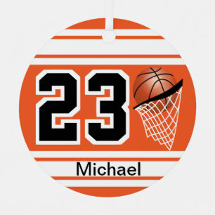 Basketball Jersey Style   DIY Text   Orange Ornament Aus Metall