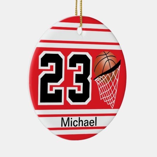 Basketball Jersey Style | DIY Text | Rot Keramik Ornament (Rechts)