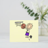 Basketball Jump Shot - Lila Hemden und Geschenke Postkarte (Stehend Vorderseite)