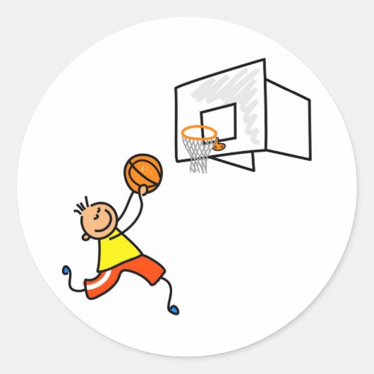 Basketball Kid Runder Aufkleber (Vorderseite)