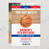 Basketball Kids Birthday Party Ticket Invitation Einladung (Vorne/Hinten)