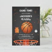Basketball Kids Boy Birthday Party Invitation Einladung (Stehend Vorderseite)