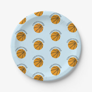 Basketball Kids Party Modernes Namensmuster Pappteller