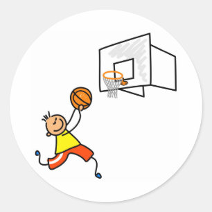 Basketball-Kind Runder Aufkleber