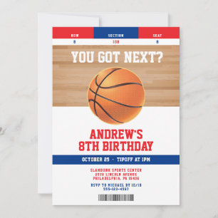 Basketball-Kinder-Geburtstagsfeier-Ticket-Einladun Einladung