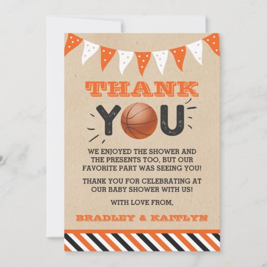 Basketball-Kinderdusche Dankeskarte (Vorderseite)