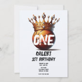 Basketball King Gold Crown Foto 1. Geburtstag Einladung (Vorderseite)