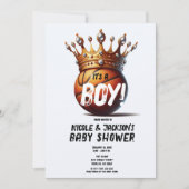 Basketball King Gold Crown Foto Babydusche Einladung (Vorderseite)