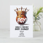 Basketball King Gold Crown Foto Babydusche Einladung (Stehend Vorderseite)