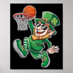Basketball Kobold St. Patrick's Day Lustiges Spiel Poster