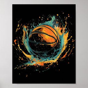 Basketball-Kunst Basketball-Fan Wasserfarbe Zeichn Poster