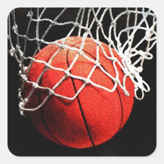 Basketball-Kunst Quadratischer Aufkleber (Vorderseite)
