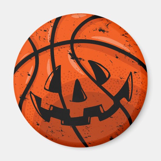 Basketball Kürbislaterne Grunge Halloween Pumpkin Magnet (Vorne)
