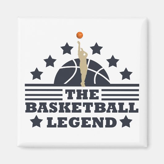 Basketball-Legende-Spieler Blau- und Orangenball Magnet (Vorne)