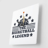 Basketball-Legende-Spieler Blau- und Orangenball Quadratische Wanduhr (Winkel)