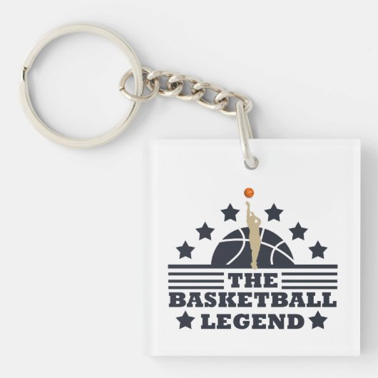 Basketball-Legende-Spieler Blau- und Orangenball Schlüsselanhänger (Vorderseite)