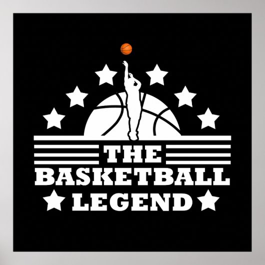 Basketball-Legende-Spieler Weißorange Poster (Vorne)