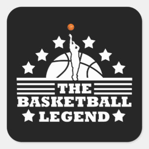 Basketball-Legende-Spieler Weißorange Quadratischer Aufkleber