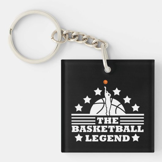 Basketball-Legende-Spieler Weißorange Schlüsselanhänger (Vorderseite)