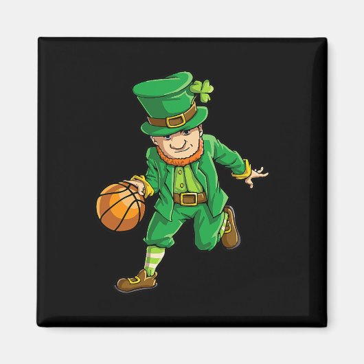 Basketball Leprechaun St Patricks Day Boys Kinder  Magnet (Vorne)