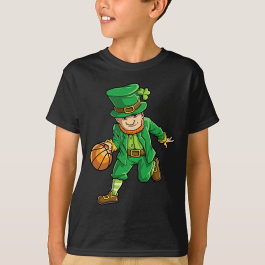 Basketball Leprechaun St Patricks Day Boys Kinder T-Shirt (Vorderseite)