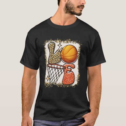 Basketball LIEBE Baller Girl Leopard Print Sunflov T-Shirt (Vorderseite)