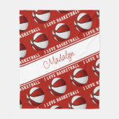 Basketball Liebe Rot Weiß Mädchen Sportdekoration Fleecedecke (Vorderseite)