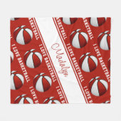 Basketball Liebe Rot Weiß Mädchen Sportdekoration Fleecedecke (Vorderseite (Horizontal))