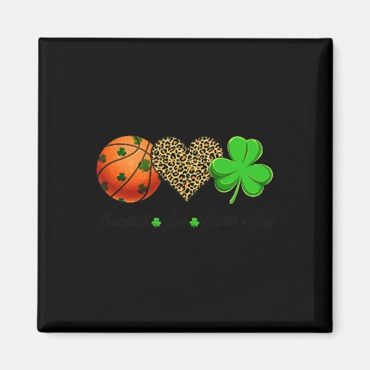 Basketball Liebe Saint Patrick's Day Kleeblatt Han Magnet (Vorne)