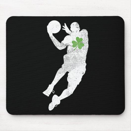 Basketball liebt Grünes Kleeblatt Leaf St Patricks Mousepad (Vorne)