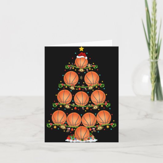 Basketball Lights Xmas Santa Basketball Christmas Karte (Vorderseite)