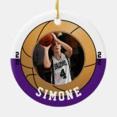 Basketball Lila Keramik Ornament (Hinten)