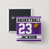 Basketball Lila und weiß Streifen | DIY Text Button (Vorne & Hinten)