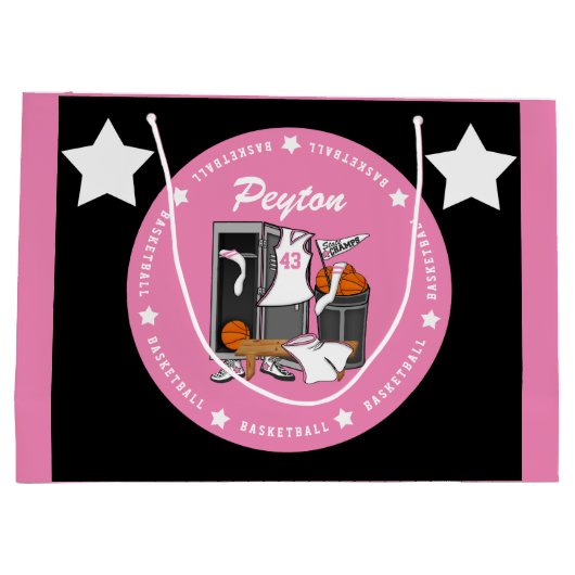 Basketball-Locker-Room mit eigenem Spielernamen Große Geschenktüte (Rückseite)