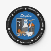 Basketball-Locker-Room mit eigenem Spielernamen Pappteller (Vorderseite)