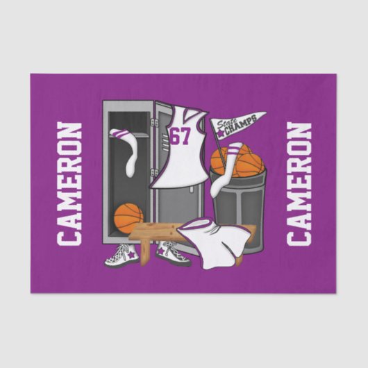 Basketball-Locker-Room mit eigenem Spielernamen Seidenpapier (Vorderseite)