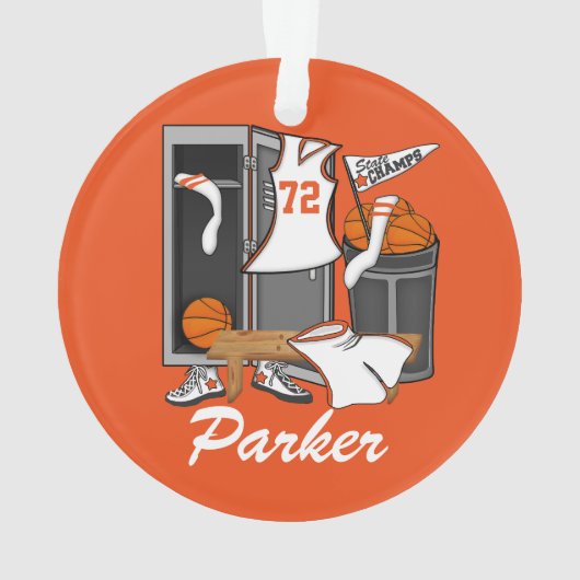 Basketball Lockerroom Custom Player Name Number Ornament (Rückseite)