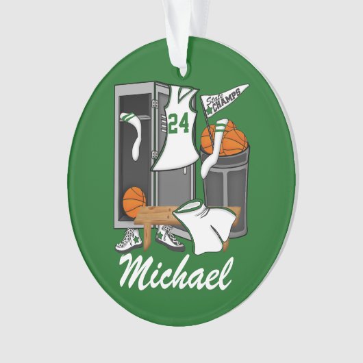 Basketball Lockerroom Custom Player Name Number Ornament (Vorderseite)